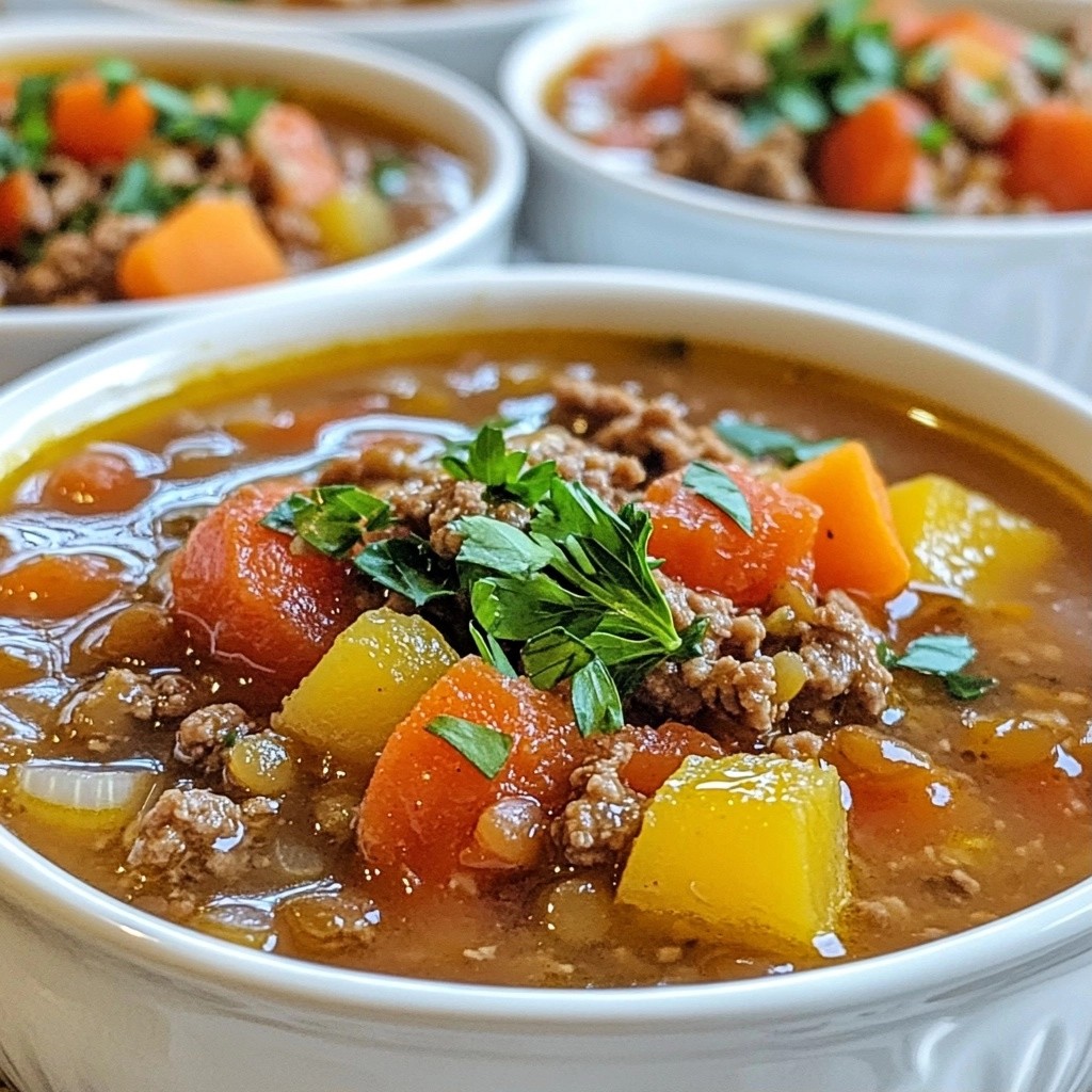 Ground Beef and Lentil Soup with Carrots Delight