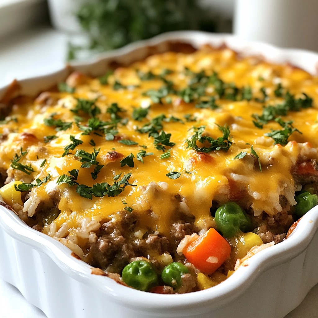 Classic Beef and Rice Casserole with Cheddar Delight