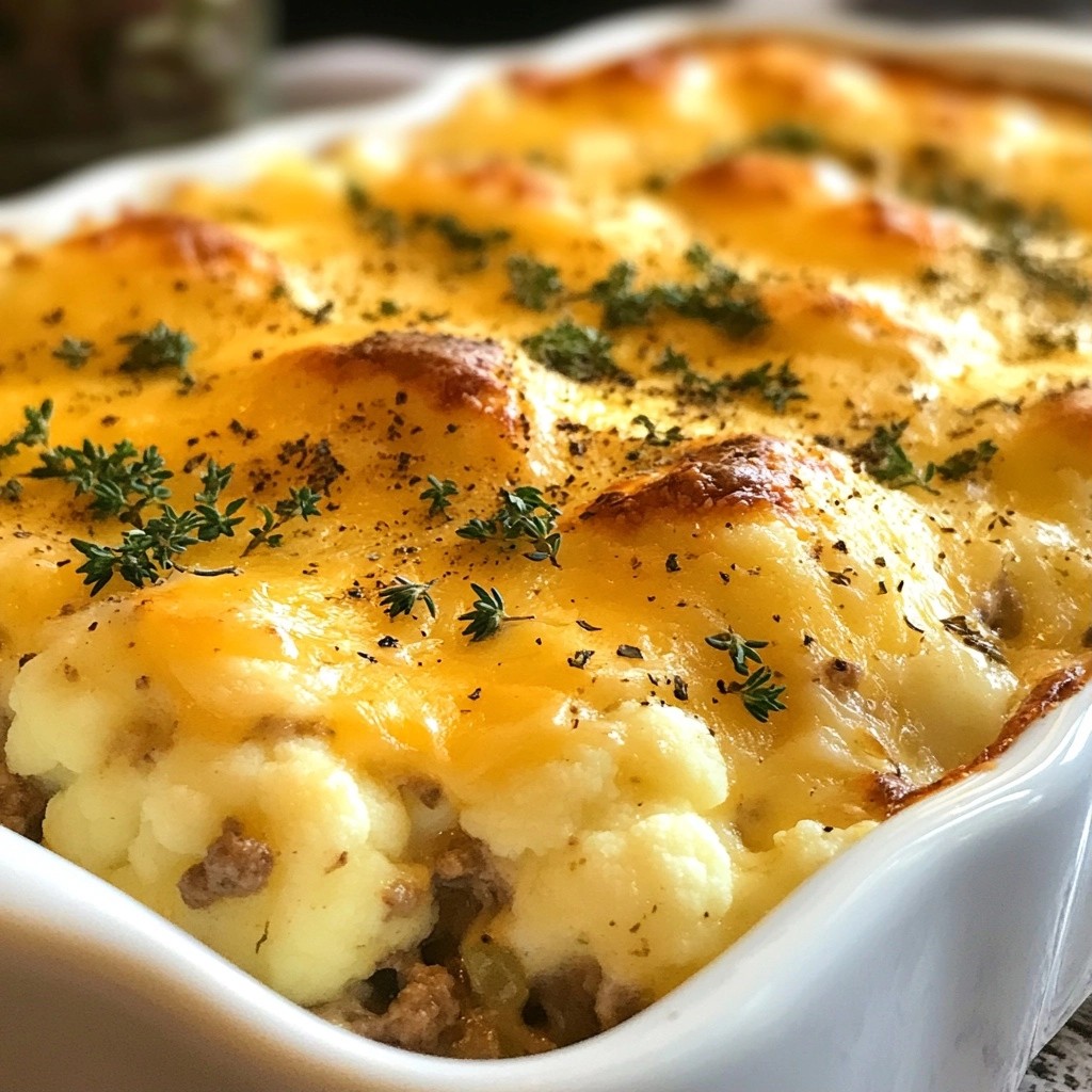 Savory Beef and Cauliflower Cheese Casserole Dish