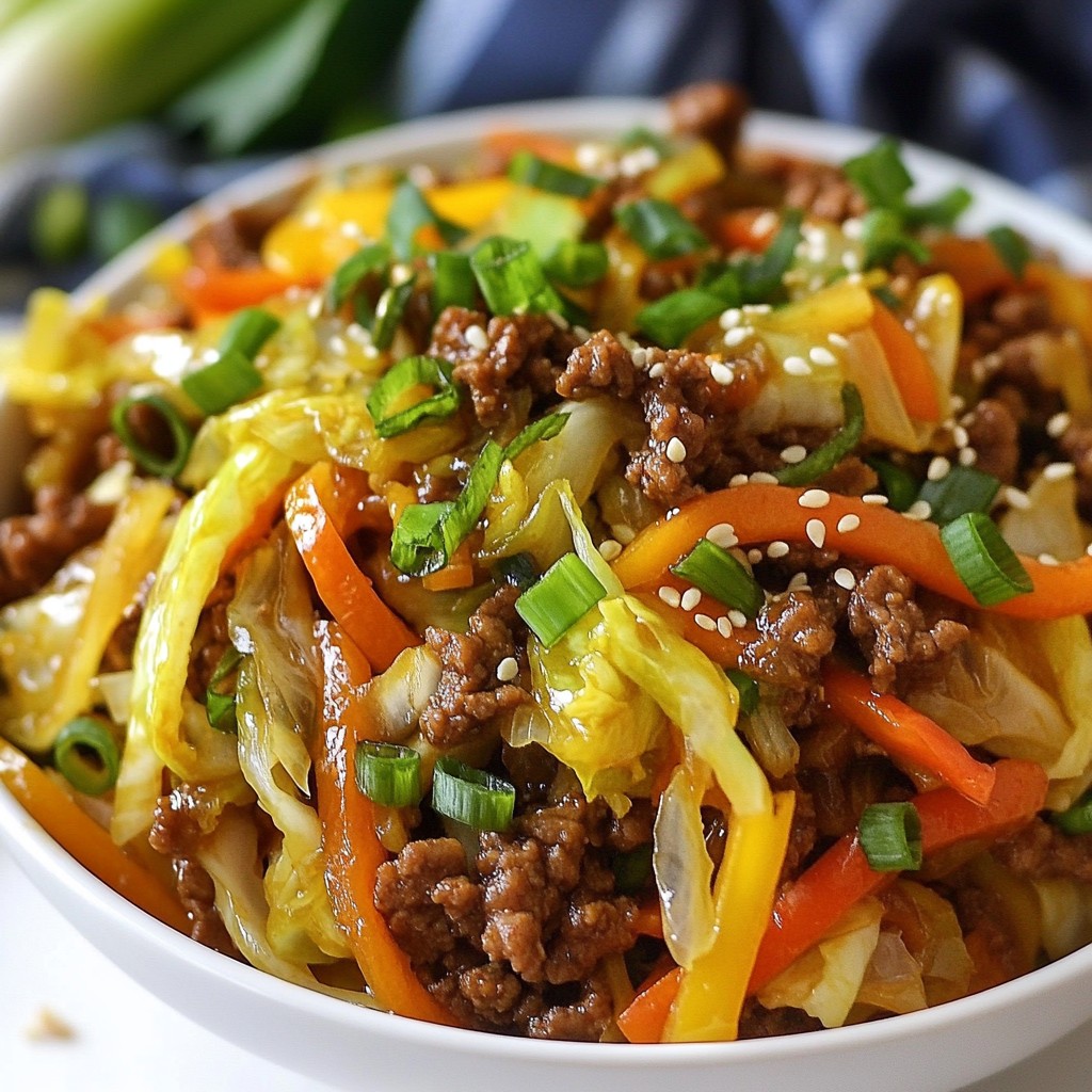 Ground Beef and Carrot Cabbage Stir-Fry Easy Meal