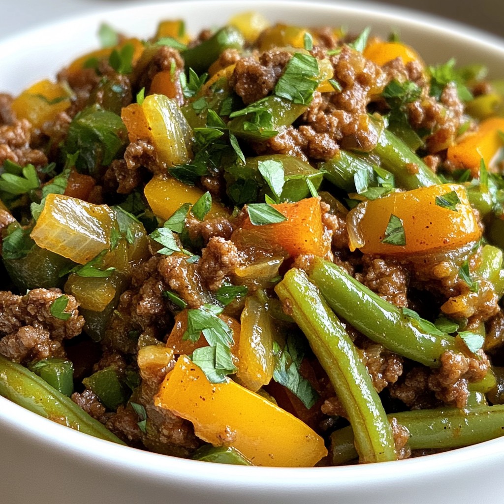 Ground Beef and Green Bean Sauté Tasty Quick Meal