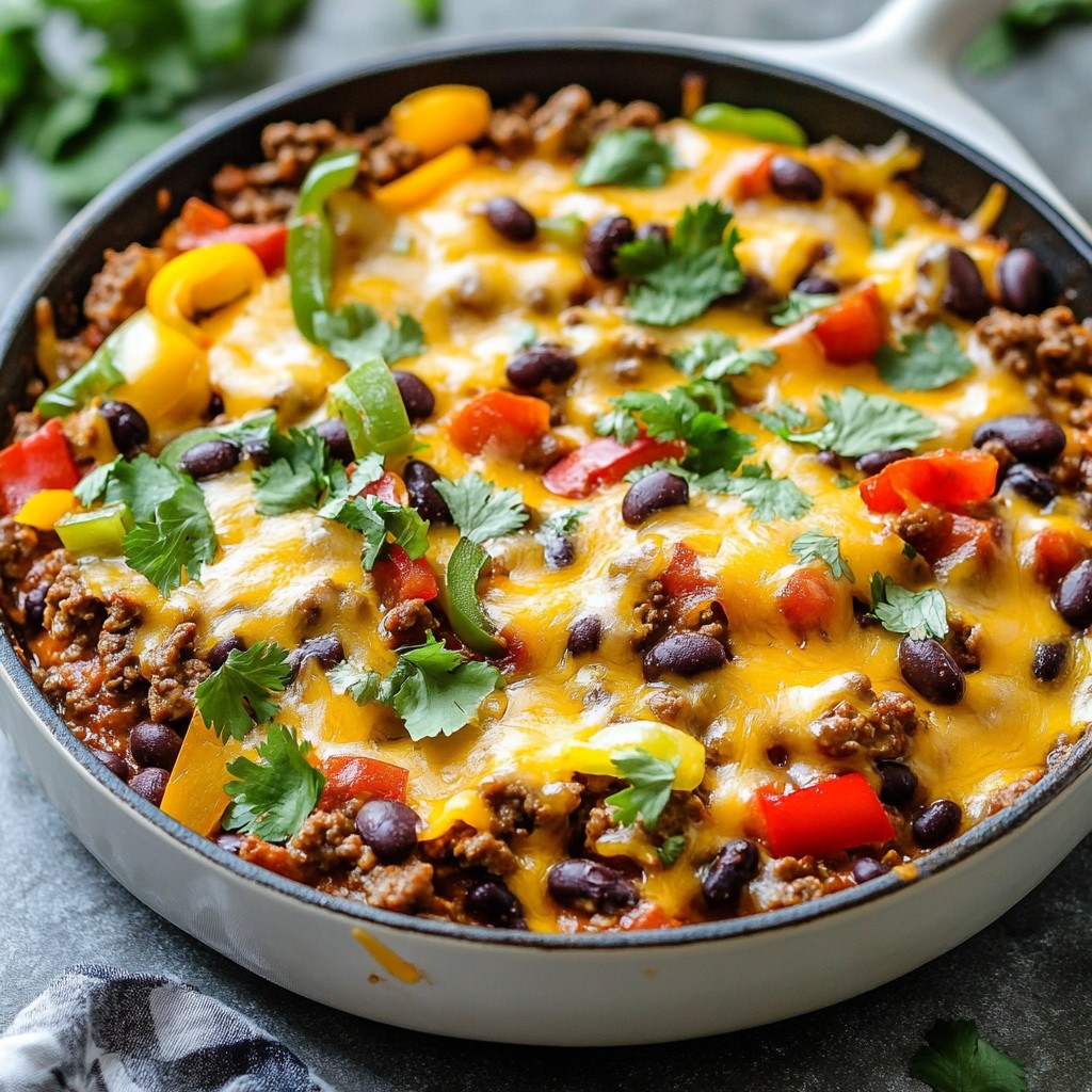 Cheesy Ground Beef and Tortilla Skillet Delight