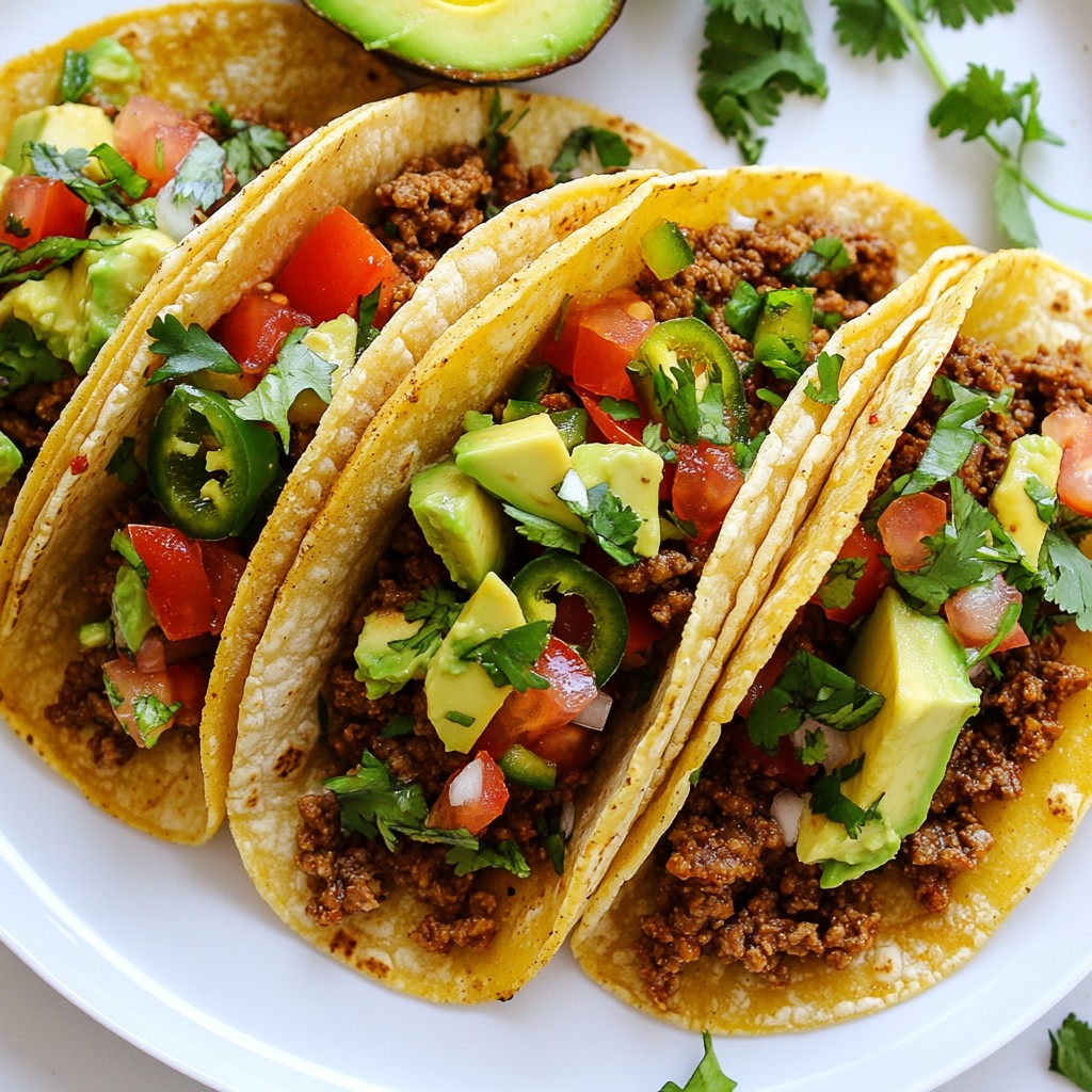 Spicy Quick Beef Tacos with Avocado Salsa Delight