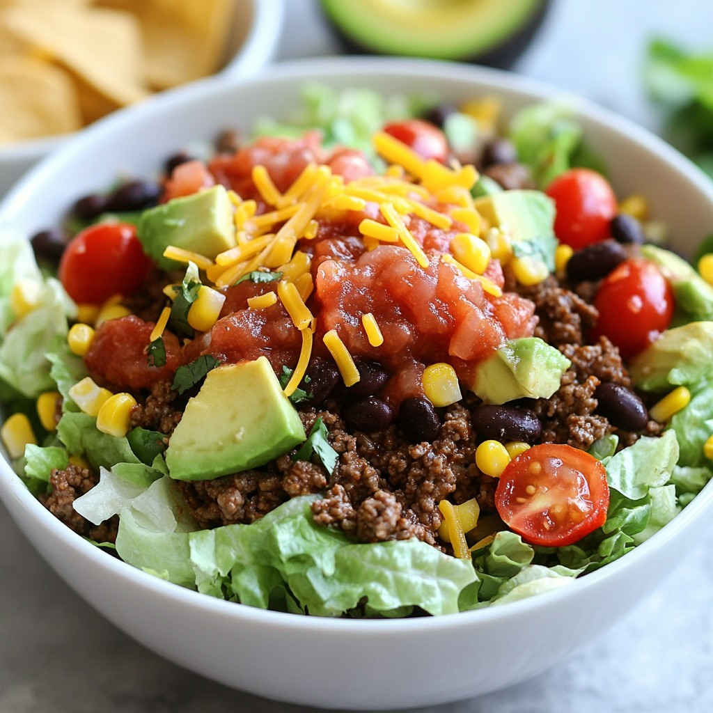 Quick Beef Taco Salad Bowls with Salsa Delight