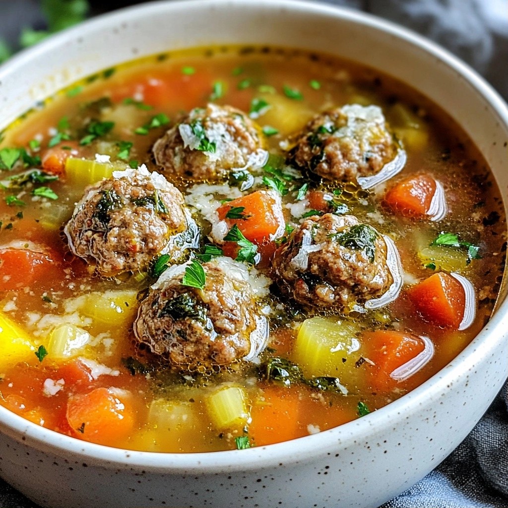 Ground Beef and Spinach Meatball Soup Delight