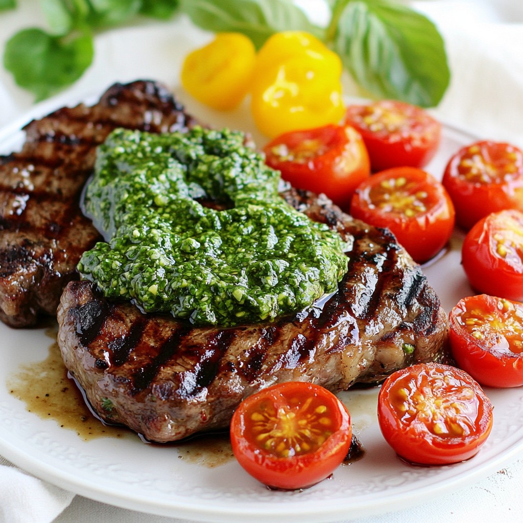 Grilled Chimichurri Steak Recipes with Tomatoes Delight