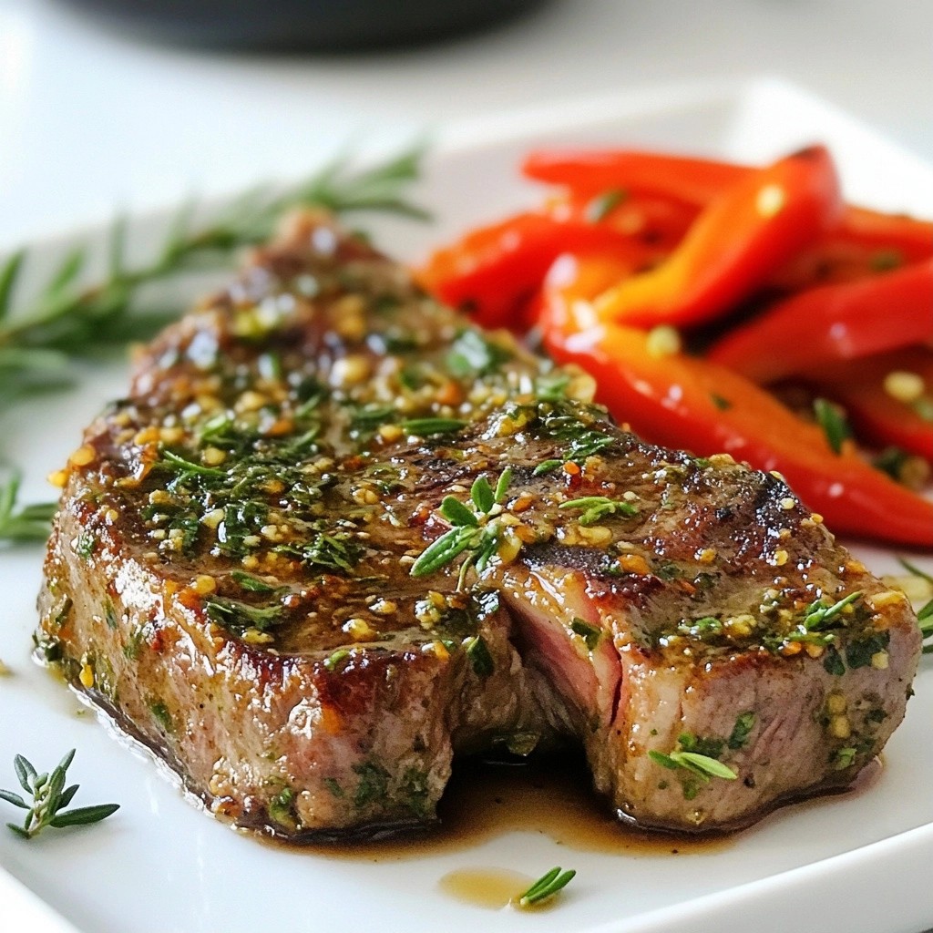 Herb-Crusted Steak Recipes with Roasted Red Peppers Delight
