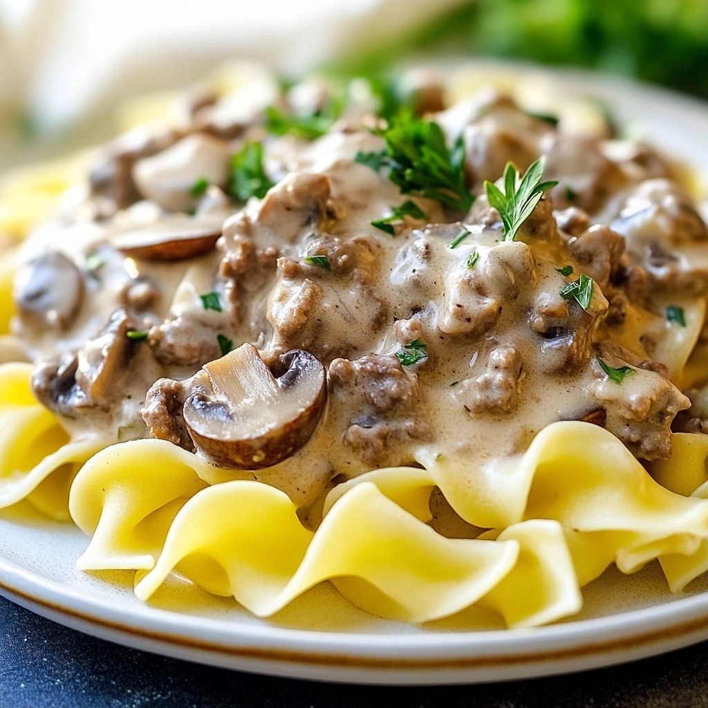 Ground Beef and Mushroom Stroganoff Simple Recipe