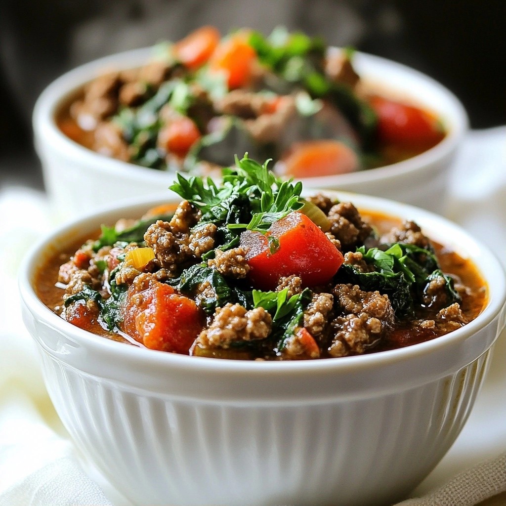 Chunky Ground Beef and Spinach Ragout Quick Recipe