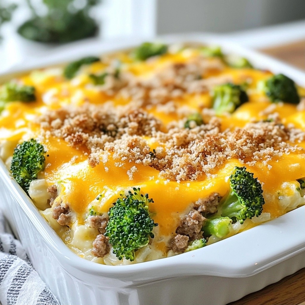 Cheesy Beef and Broccoli Casserole Savory Delight