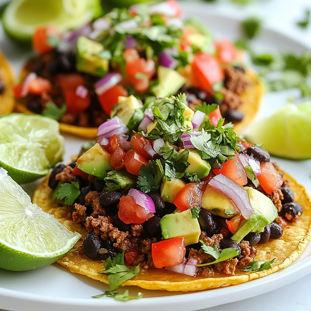 Quick Beef Tostadas with Black Bean Salsa Delight