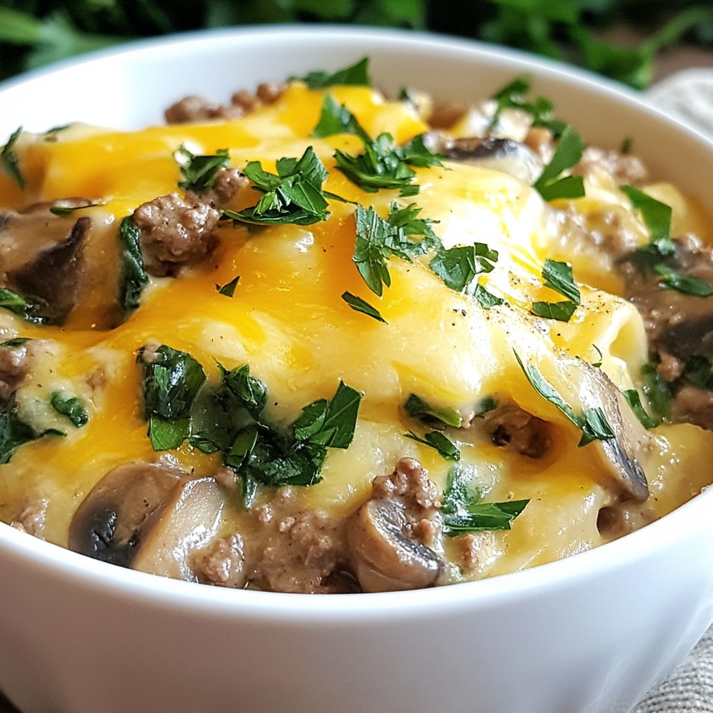 Creamy Ground Beef and Mushroom Casserole Delight