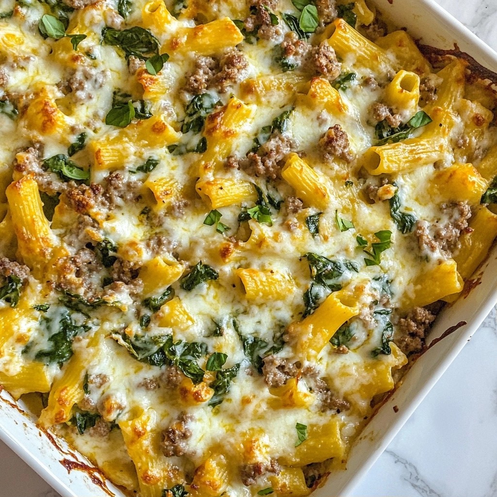 Creamy Ground Beef and Spinach Pasta Bake Delight