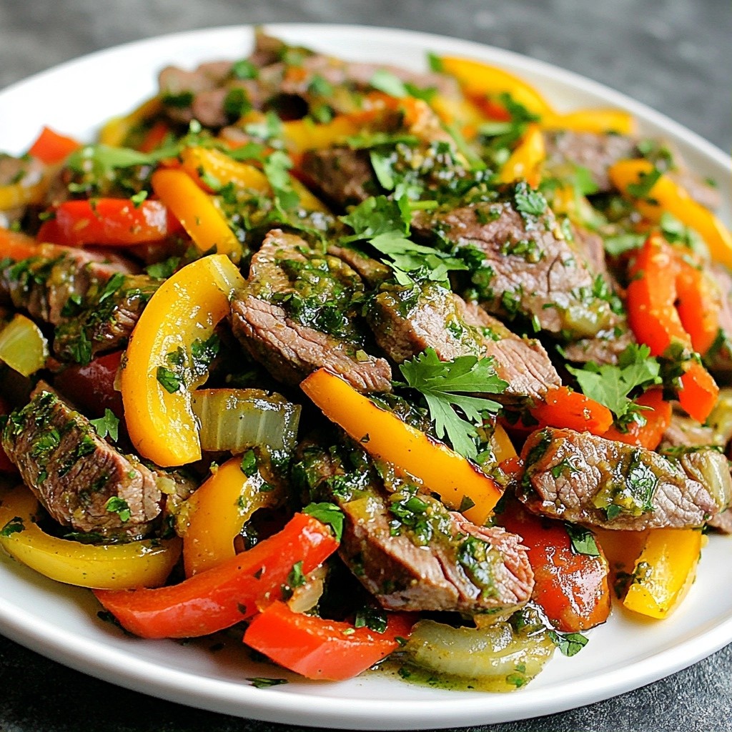 Quick Chimichurri Beef Skillet with Peppers Delight