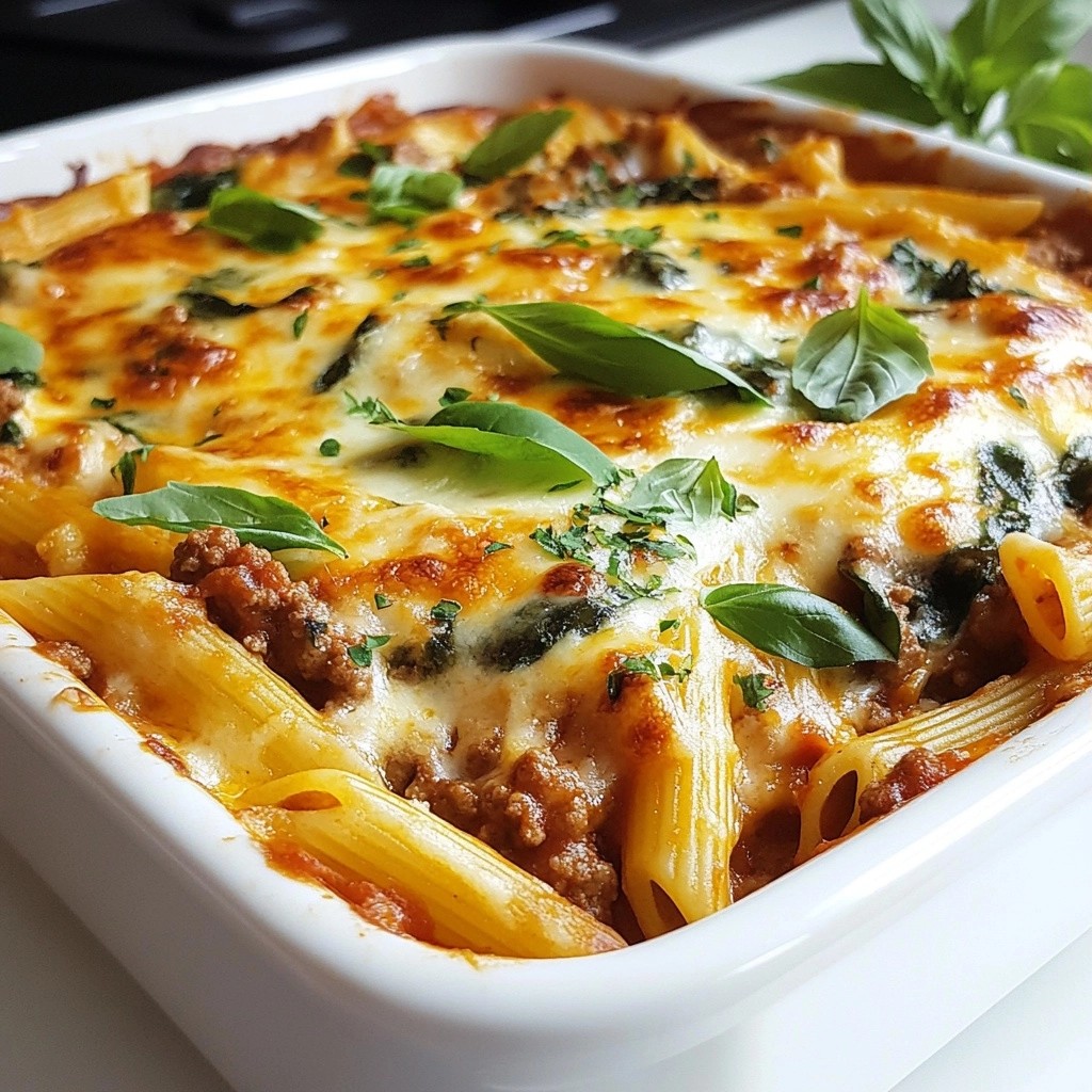Creamy Mozzarella Beef and Spinach Casserole Delight