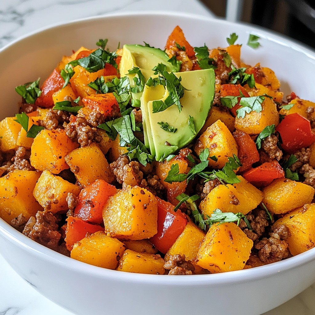 Ground Beef and Sweet Potato Hash Flavorful Dish