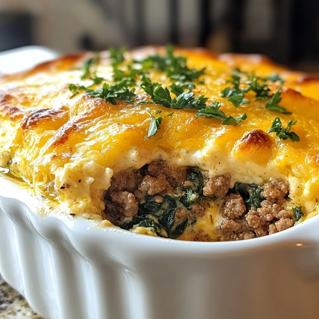 Creamy Cheddar Beef and Spinach Bake Delight