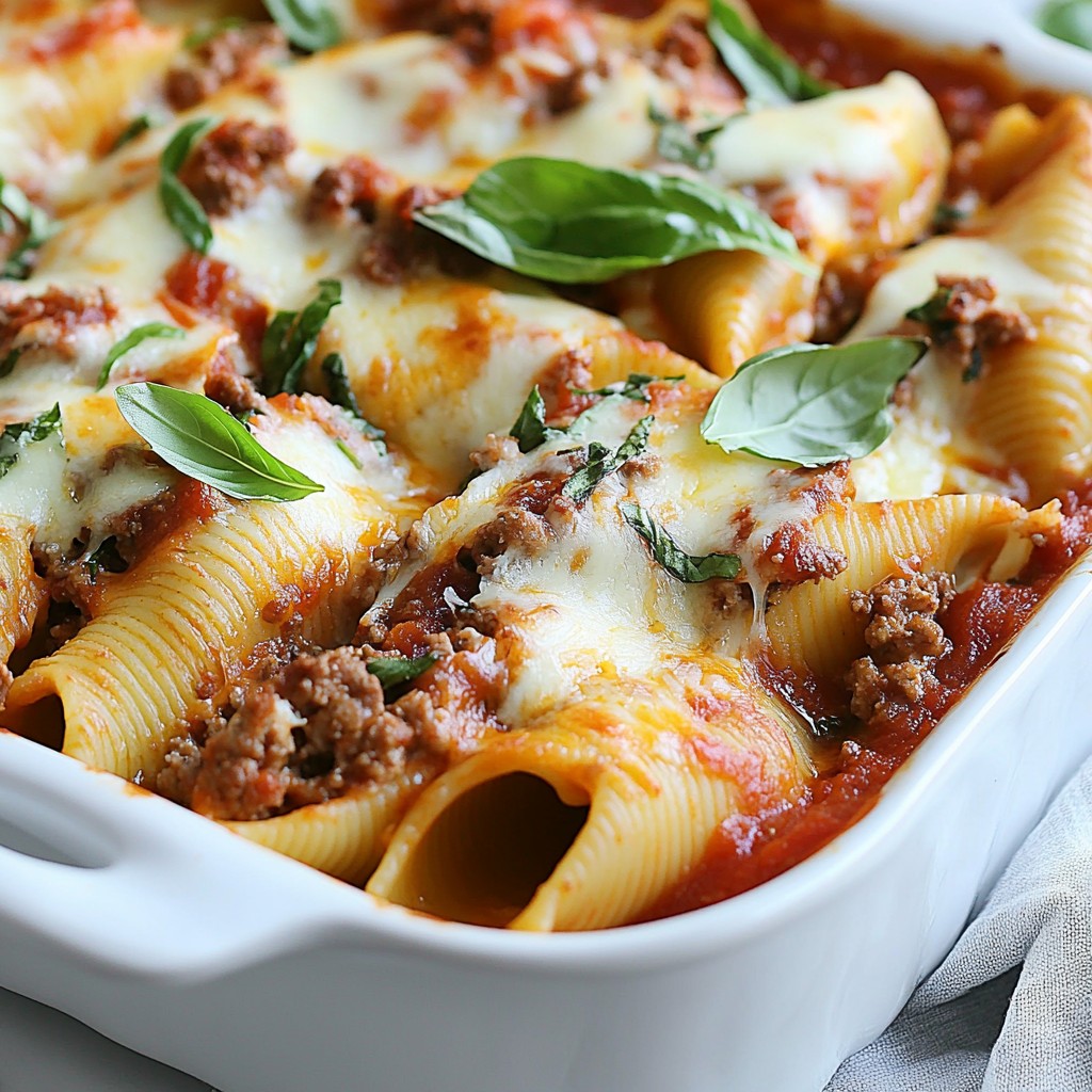 Ground Beef and Spinach Stuffed Shells Delight