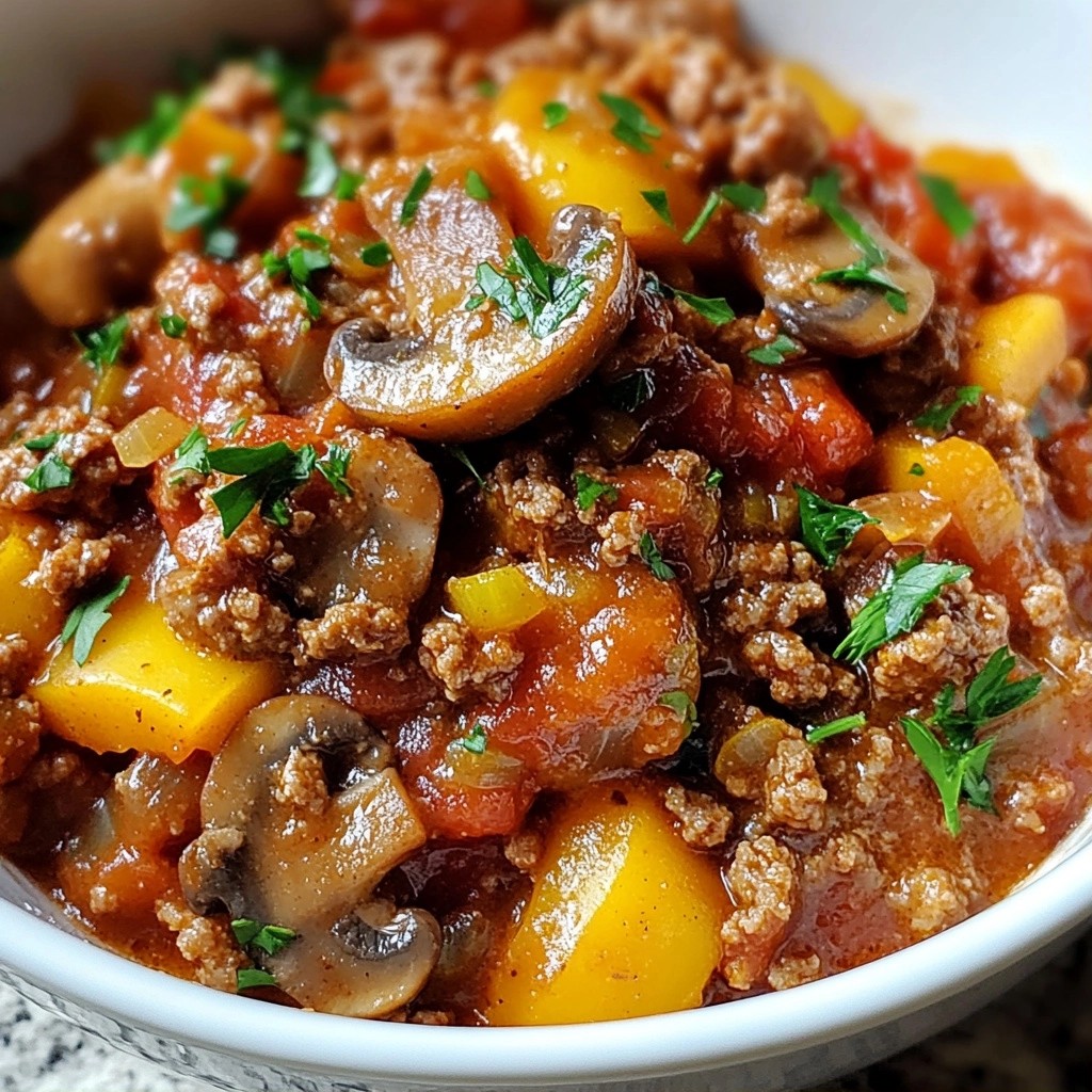 Savory Ground Beef and Mushroom Ragout Delight