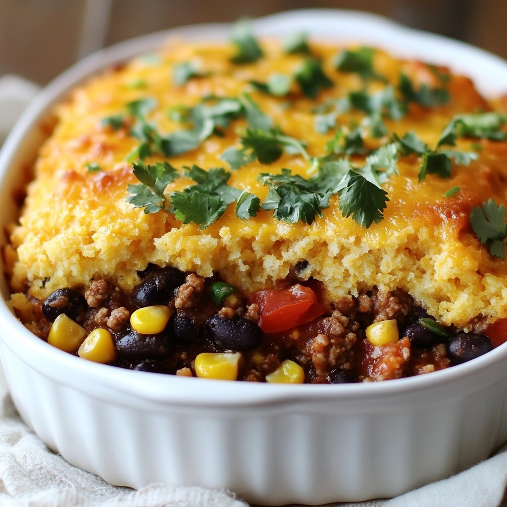 Cheesy Beef and Cornbread Casserole Easy Comfort Dish