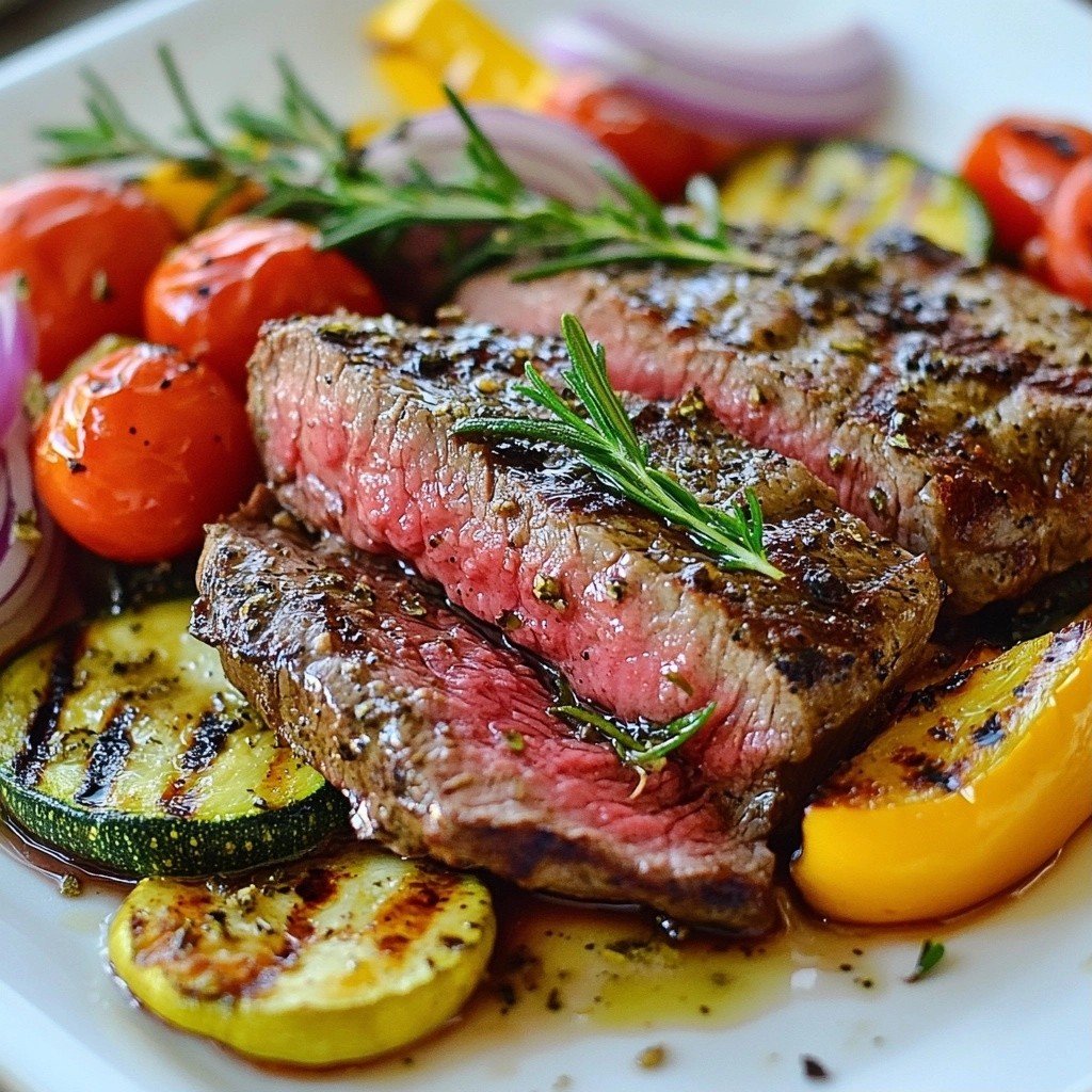 Herb Marinated Steak Recipes with Grilled Veggies Delight