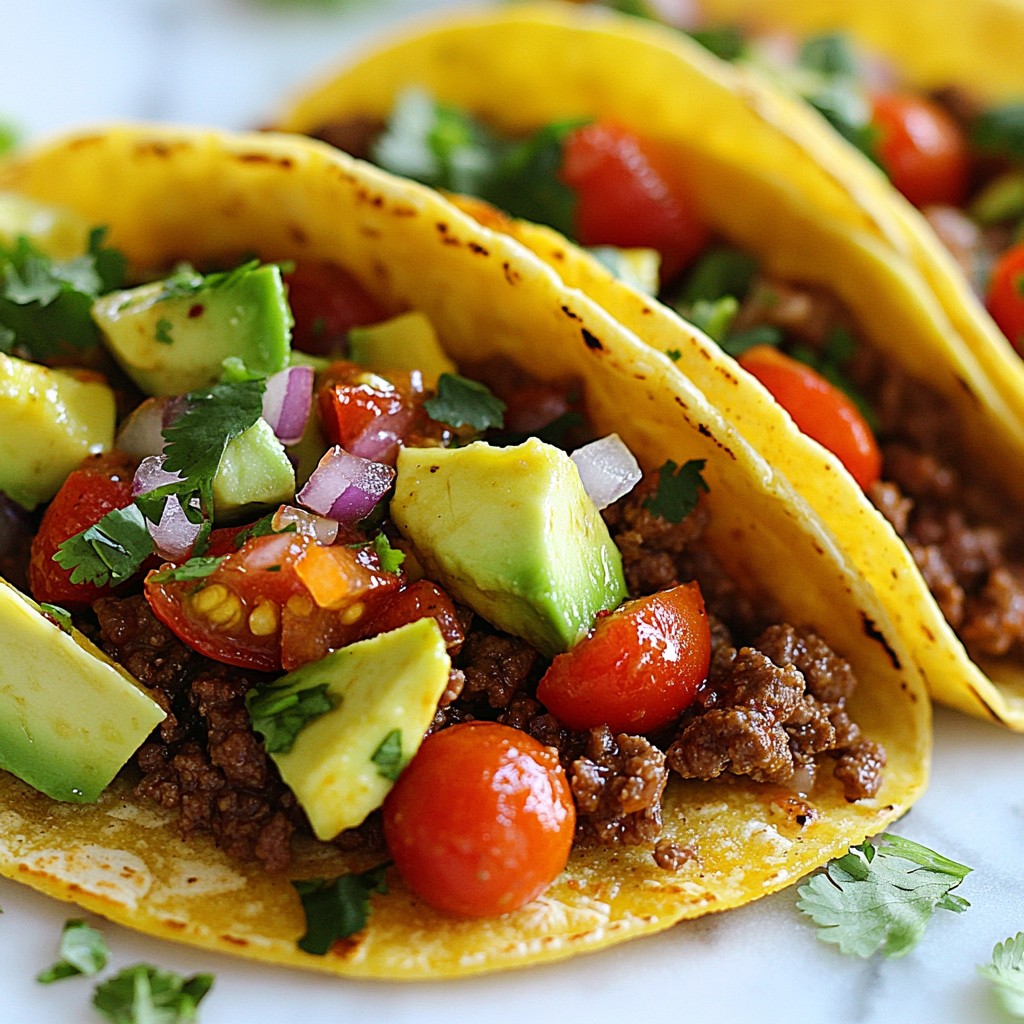 Spicy Quick Beef Tacos with Avocado Salsa Delight